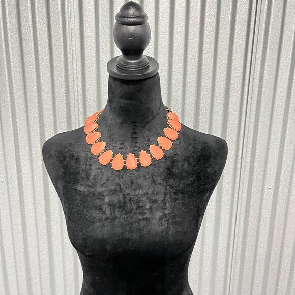 Unbranded Jewelry - Statement‎ Bib Necklace Gold Tone Peach Teardrop Faceted Stones Adjustable Chain